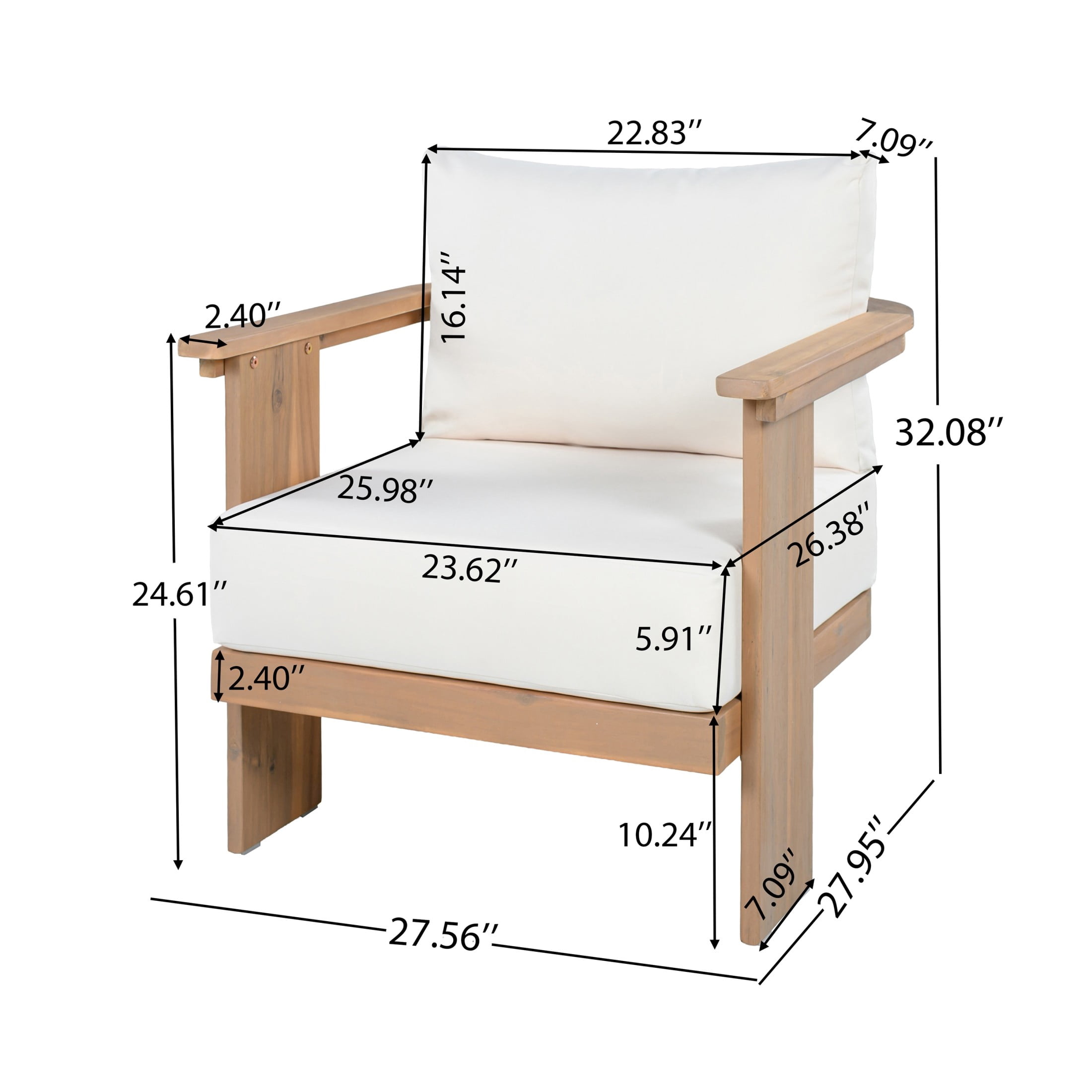 Christopher Knight Home 4-Piece Patio Conversation Set with Coffee Table, Beige Cushions, Light Teak