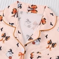 thumbnail image 6 of Pajamas for Women Halloween Bow Printed Notch Collar Short Sleeve Shirt & Shorts Loungewear,Beige,L, 6 of 9