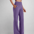 thumbnail image 2 of Wide Leg Pants for Women High Waist Loose Yoga Pants Pull On Flare Trousers Casual Joggers Comfy Long Pants with Pockets, 2 of 6