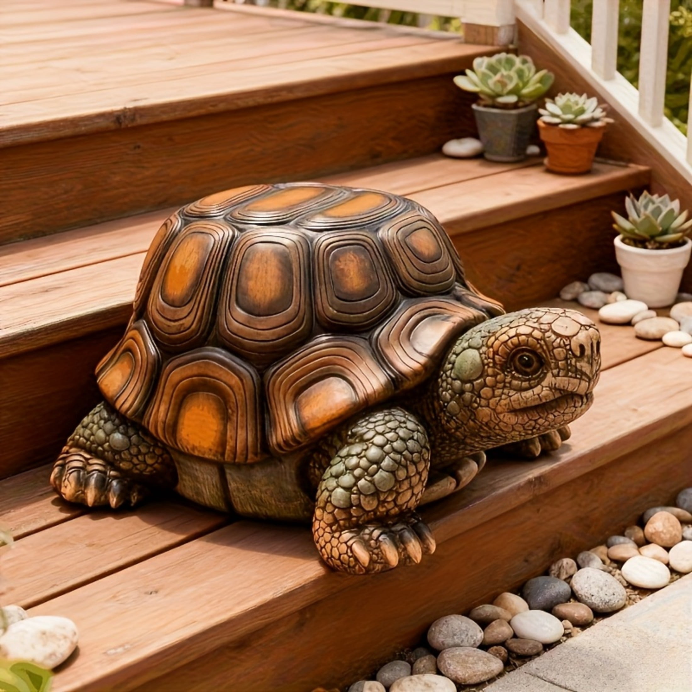 GDF Studio Small Turtle Resin Indoor/Outdoor Guardian Statue, Weather-Resistant Decor Figurine for Garden & Courtyard