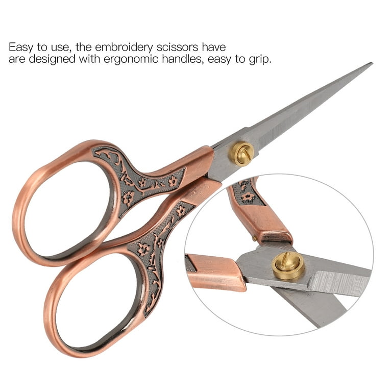 Vintage Embroidery Sharp Scissors 2 Pack, 5 Inches Craft Sewing Scissor  Pointed Stainless Steel Multipurpose Detail Beauty Shears for Office Home
