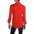 thumbnail image 2 of Lauren Ralph Lauren Womens Binky Stretch Adjusted Sleeves Button-Down Top Red S, 2 of 2
