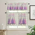 thumbnail image 2 of Christmas Cute Kitchen Curtains and Valances Set, Gradient Plaid Striped Colorful Polka Dot Xmas Tree Rod Pocket Window Valance Window Curtain Panels for Living Room Bedroom, 27.5x36in, 3 Pieces, 2 of 7