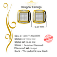 thumbnail image 4 of King of Bling's 0.15ct Diamond Square 10K Real Yellow Gold Diamond Earring for Men's / Women's, 4 of 12