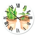 thumbnail image 2 of Designart 'Sansevieria & Ficus Indoor Green Home House Plants' Traditional Wall Clock, 2 of 5