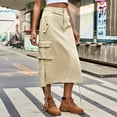 thumbnail image 4 of Sngxgn Women's Basic Versatile Stretchy Flared Casual Mini Skater Skirt(Khaki,XL), 4 of 6