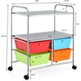 thumbnail image 2 of CRXX Rolling Storage Cart w/ 4 Drawers 2 Shelves Metal Rack Shelf Home Office School Beauty Salon Utility Organizer Cart with Wheels (Turquoise, Orange, Light Green & Tomato (Chrome Finish)), 2 of 10