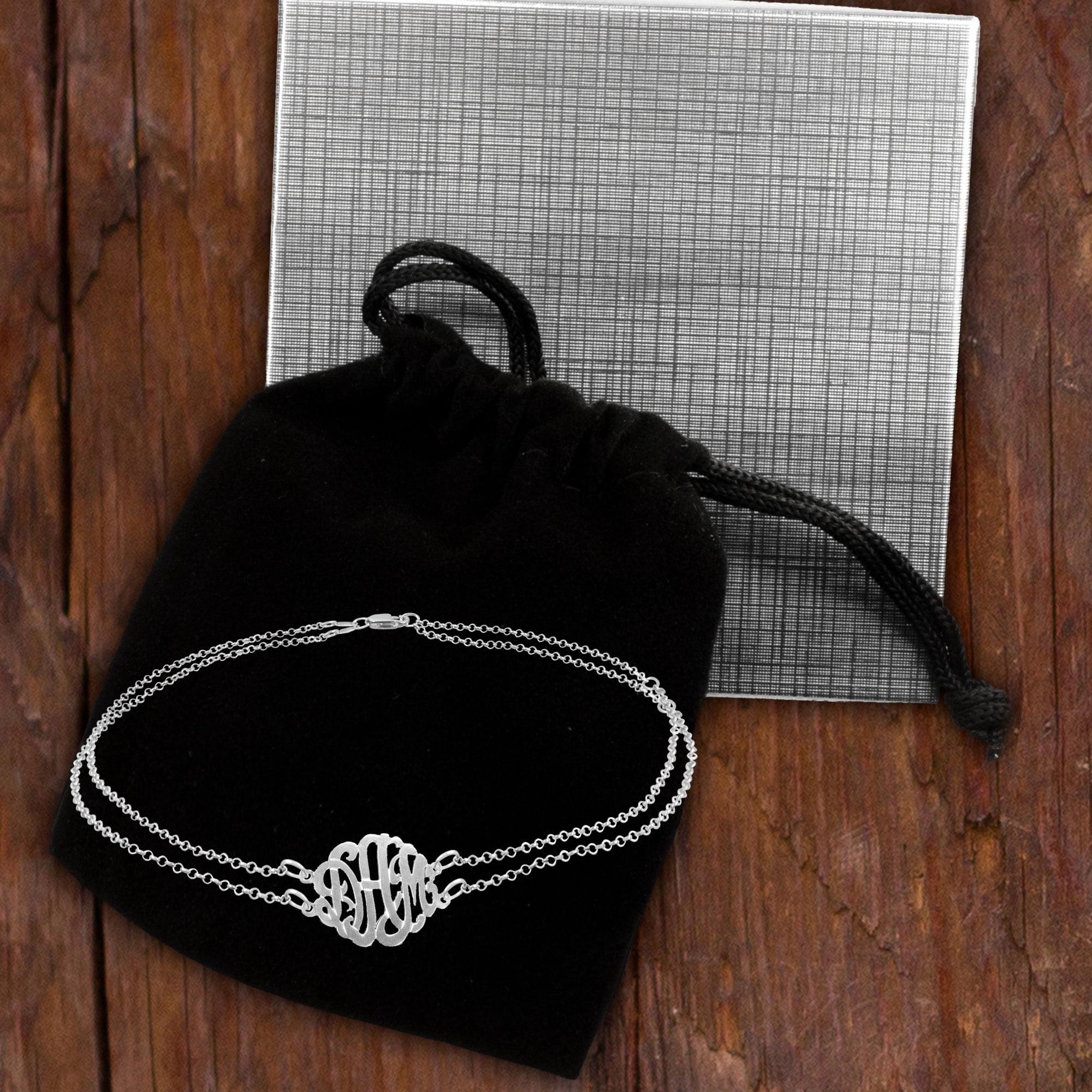 Personalized Double Strand Monogram Anklet in Sterling Silver