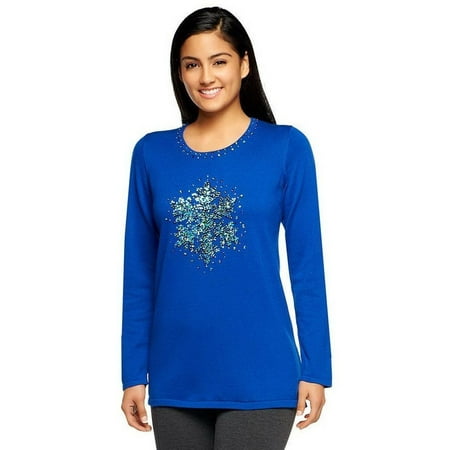 Quacker Factory Sparkle Snowflake Long Slv Sweater A237788
