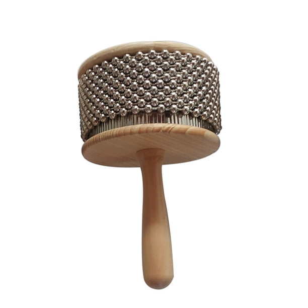Instrumento De Percusión De Madera Cabasa Cadena De Cuentas Metálicas Y Mano Cilíndrica Para Banda Escolar