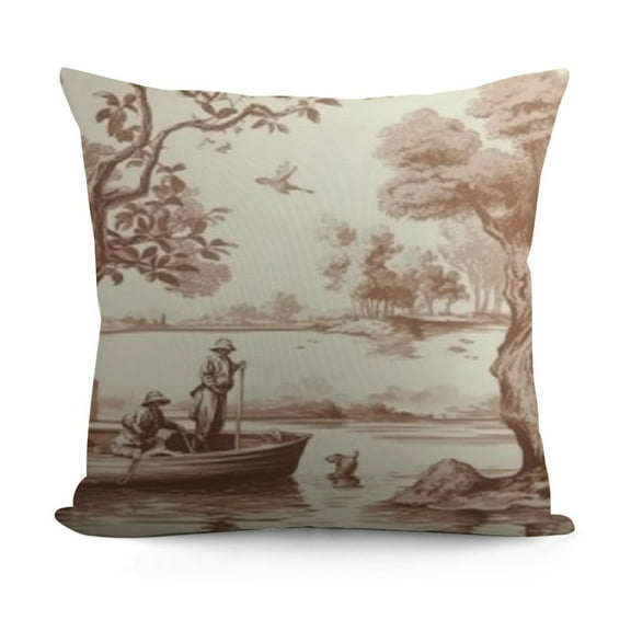 SHANXI Light Brown and White Toile Pillow Covers French Country Decor Vintage Cottage Outdoor Throw Pillow Covers Pillow Cases linen Cushion Covers for Couch Decor 12x12in