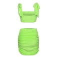 thumbnail image 3 of VISgogo, traje de falda para mujer, Color sólido, plisado, correa de doble cara, chaleco ajustado con tirantes + falda de cintura alta, conjunto sencillo de dos piezas VISgogo  moda, 3 of 9