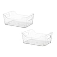 thumbnail image 1 of 2PC Produce Storage Storage Boxes Storage Bags Large Deep Plastic Storage Boxes With Disposal Bathroom Organize Countertop Makeup Organizers Organize Shelves Cabinets And Closet Decor White, 1 of 7