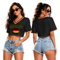 thumbnail image 2 of Soccer Cup 2026 Jersey Crop Tops GERMANY Soccer with V Neck Short Sleeves Featuring Breathable Fabric for Game Day Parties Tailgating Events Beach Outings Black L, 2 of 5