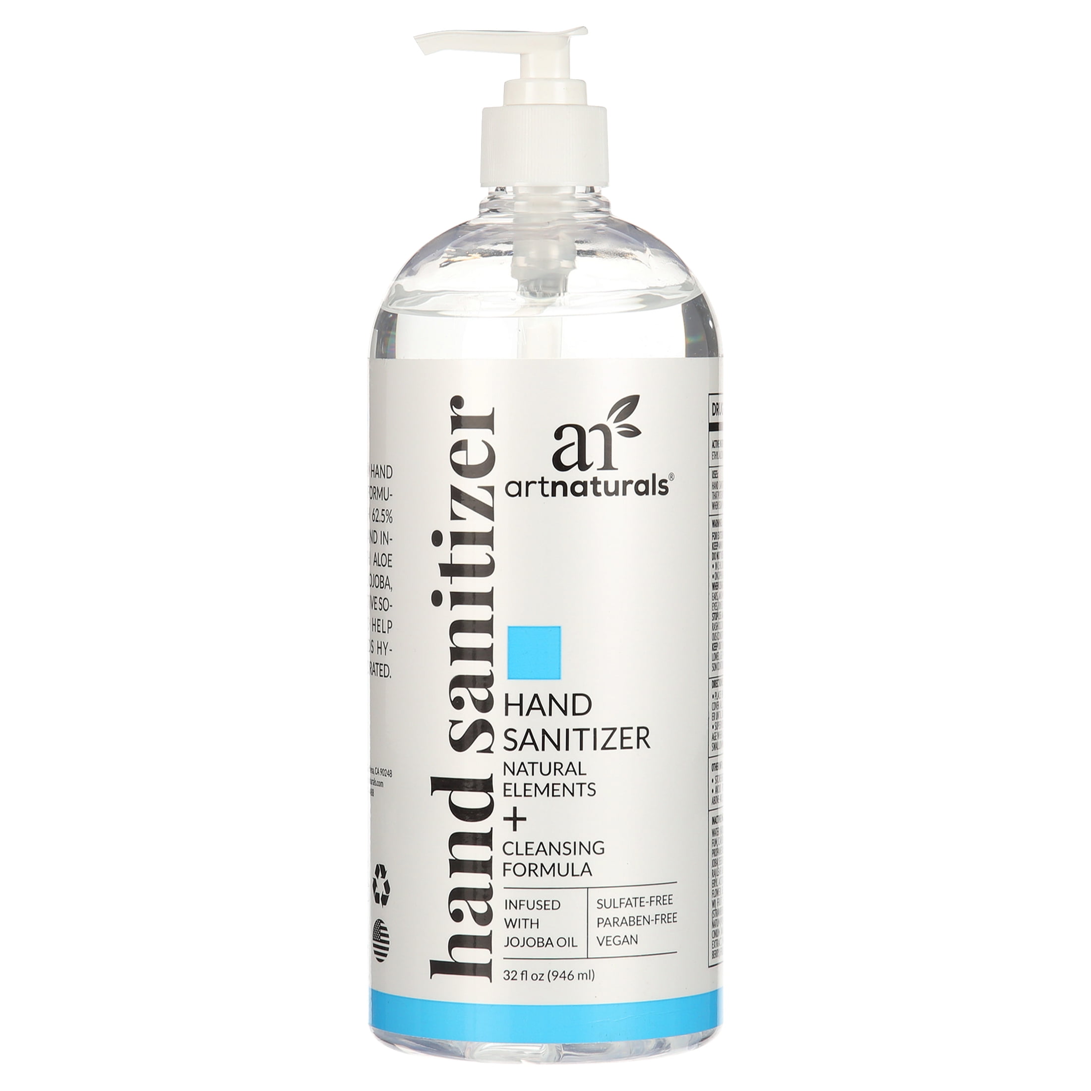 Artnaturals Hand Sanitizer, Infused with Aloe vera Gel, Jojoba Oil & Vitamin E, Unscented, 32 oz