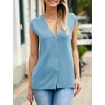 thumbnail image 2 of Women's Deep V-Neck Knit Sweater Vest - Sleeveless Button-Up Loose Fit Tops, 2 of 6
