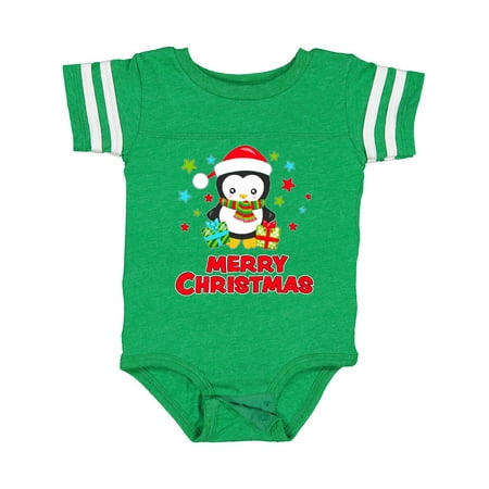 

Inktastic Merry Christmas Penguin in Santa Hat with Gifts Gift Baby Boy or Baby Girl Bodysuit