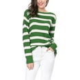 thumbnail image 6 of Allegra K Women's Round Neck Long Sleeves Drop Shoulder Loose Striped Tunic Sweater, 6 of 8