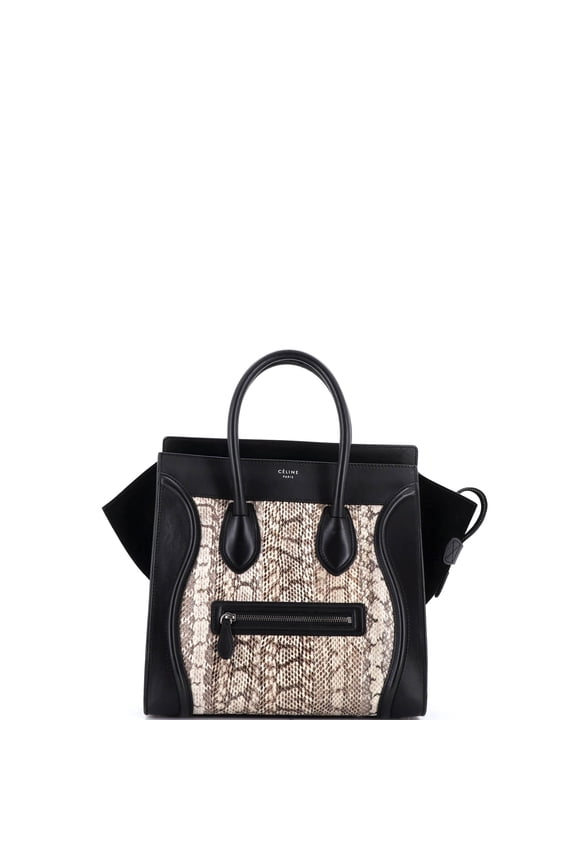 Pre-Owned Luggage Bag Python and Leather Mini By Rebag