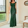 thumbnail image 7 of Formal Dresses for Women Evening Party Prom Elegant Sequin Tank Long Mermaid Dresses Sleeveless V-Neck Solid 2023 Summer Maxi Dress Green s, 7 of 7