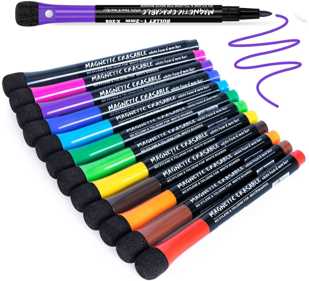 easy whiteboard 8 colour set magnetic white board marker pens dry erase eraser 