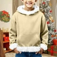 thumbnail image 2 of LTTVQM Kids Boys Girls Santa Sweatshirts Sherpa Fleece Lined Hoodie Christmas Pullover Toddler Winter Cozy Furry Pullover Xmas‌ Jacket Beige 13-14 Years, 2 of 7