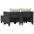thumbnail image 6 of vidaXL Patio Sofa 2-Seater with Stools Black Poly Rattan, 6 of 8