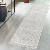 Unique Loom Hermitage Collection Area Rug - Peacock (2' 6" x 13' Runner Snow White/Black)