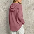 thumbnail image 6 of Tqcoqu Women's Waffle Knit Henley Button Hoodie,Drawstring V Neck Drop Shoulder Long Sleeve Casual Pullover Tops,Red Women's S-XXL, 6 of 7