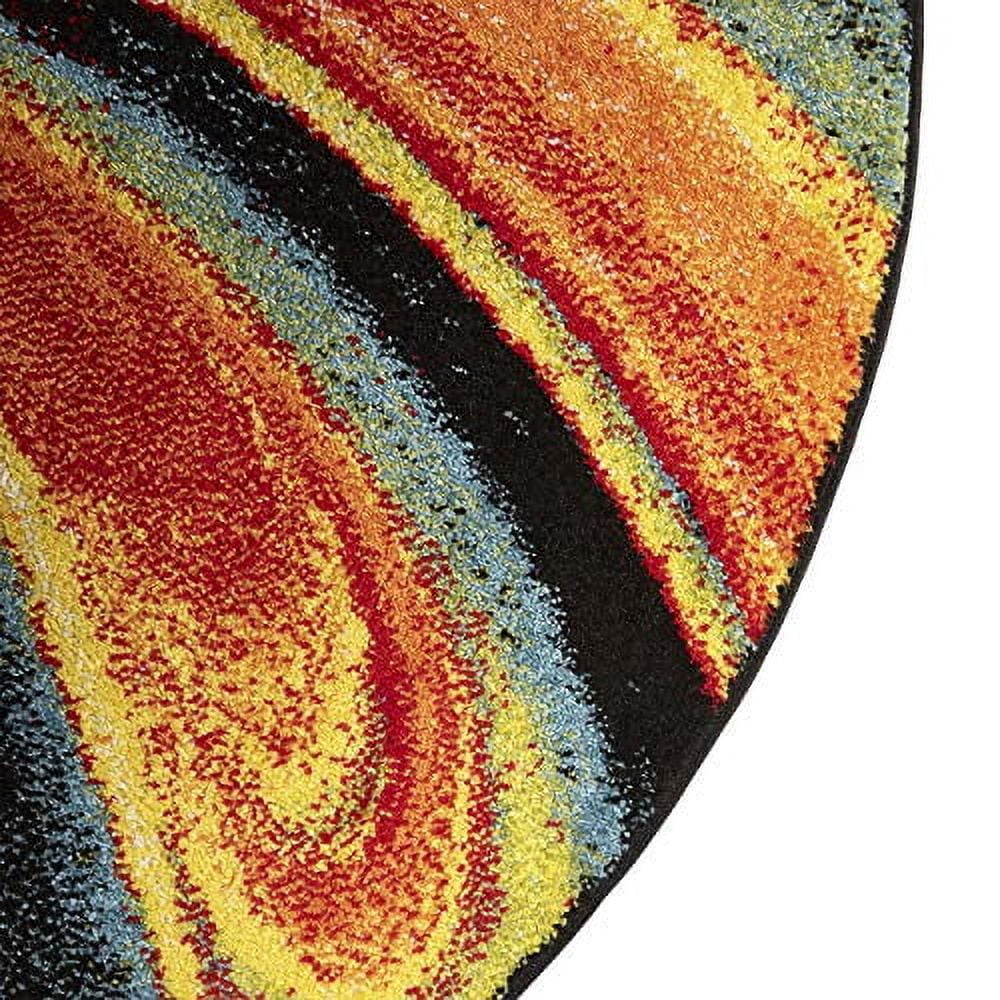 Home Dynamix Splash Adja Contemporary Abstract Swirl Area Rug, Red/Blue, 5'2" Round