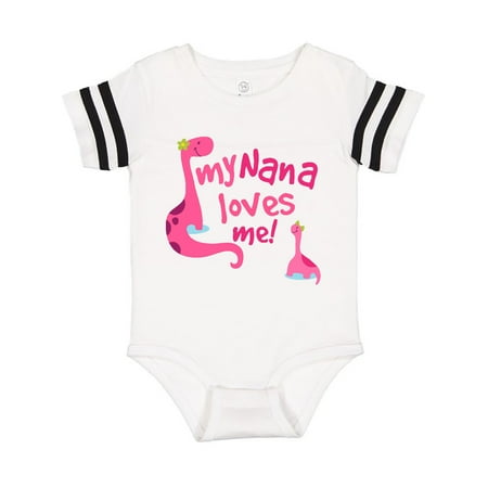 

Inktastic Nana Loves Me dinosaur Gift Baby Girl Bodysuit