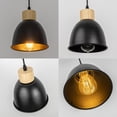 thumbnail image 3 of KAYYELAMP Set Three J-Type Track Lamp Wood Base Black Metal Shade Adjusted Cord Track Pendant Light for Kitchen Dining Table Loft(No Bulb, Track), 3 of 7