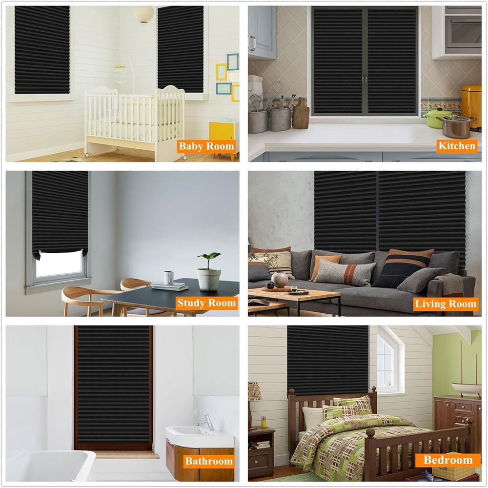 NOGIS 2 Pack Temporary Light Filtering Paper Shades for Windows,Paper Pleated Blinds with Adhesive,No Tools No Drilling Free Cut Size Temporary Room Darkening Shades (35.4*59inch)
