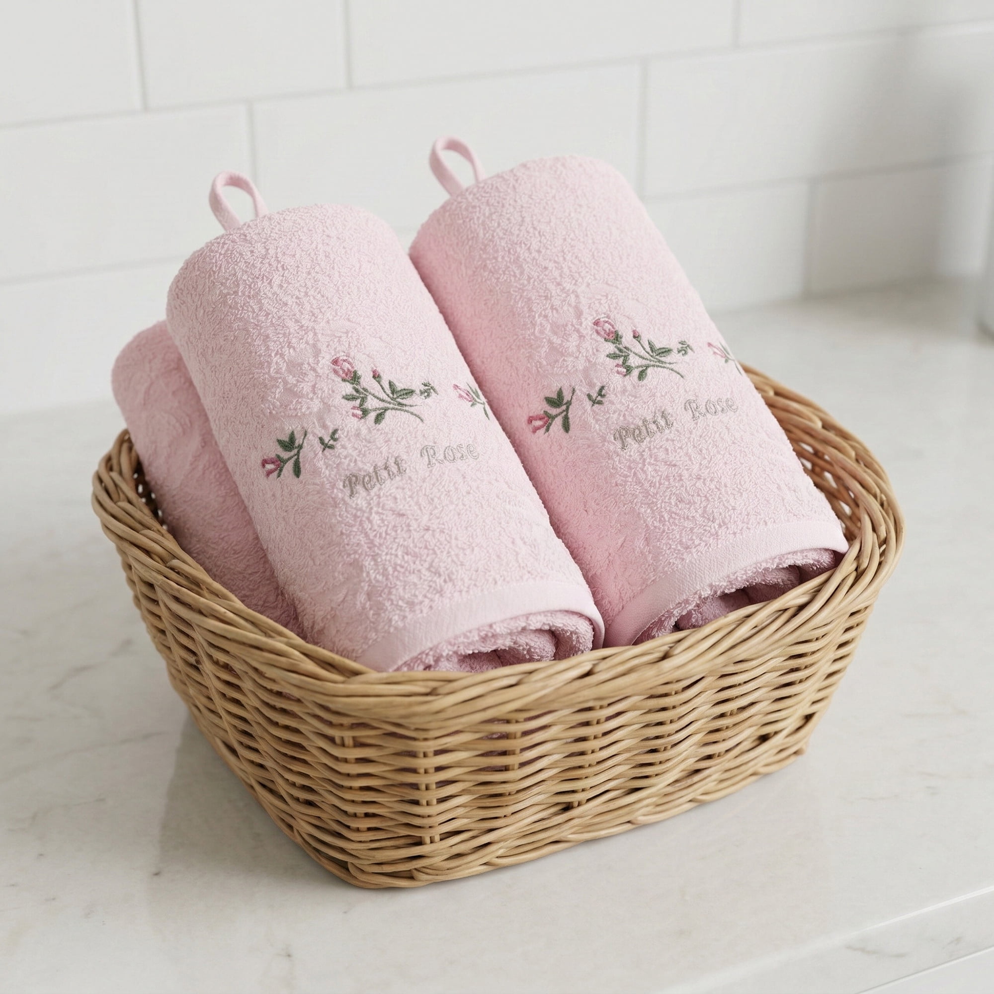Unique Bargains Cotton Embroidered Floral Hand Towels Red 29" x 13"