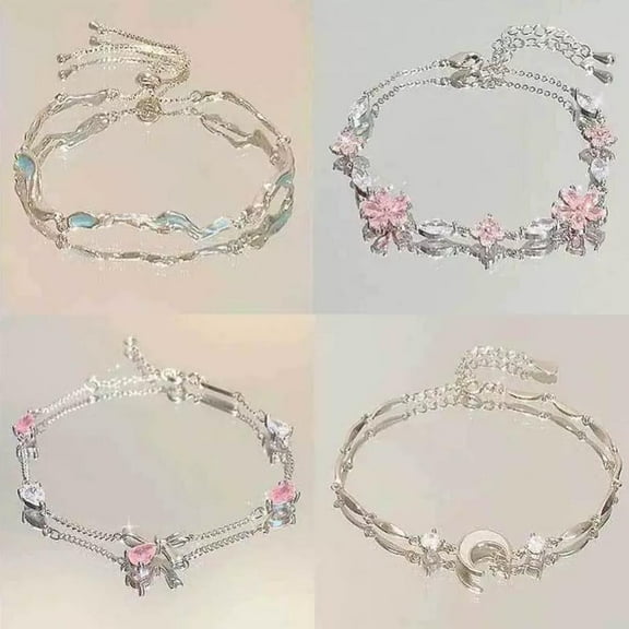 FurNest Elegant Crystal Flowers Bracelet For Women Sweet Girl Bracelj Blossom