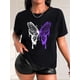 thumbnail image 1 of Camiseta De Verano Para Mujer, Cuello Redondo, Para Mochilero, Vacaciones En La CalleWomen's Casual Butterfly Print T-Shirt - Gradient Purple & White, Round Neck, Short Sleeve, Lightweight Polyester, 1 of 8