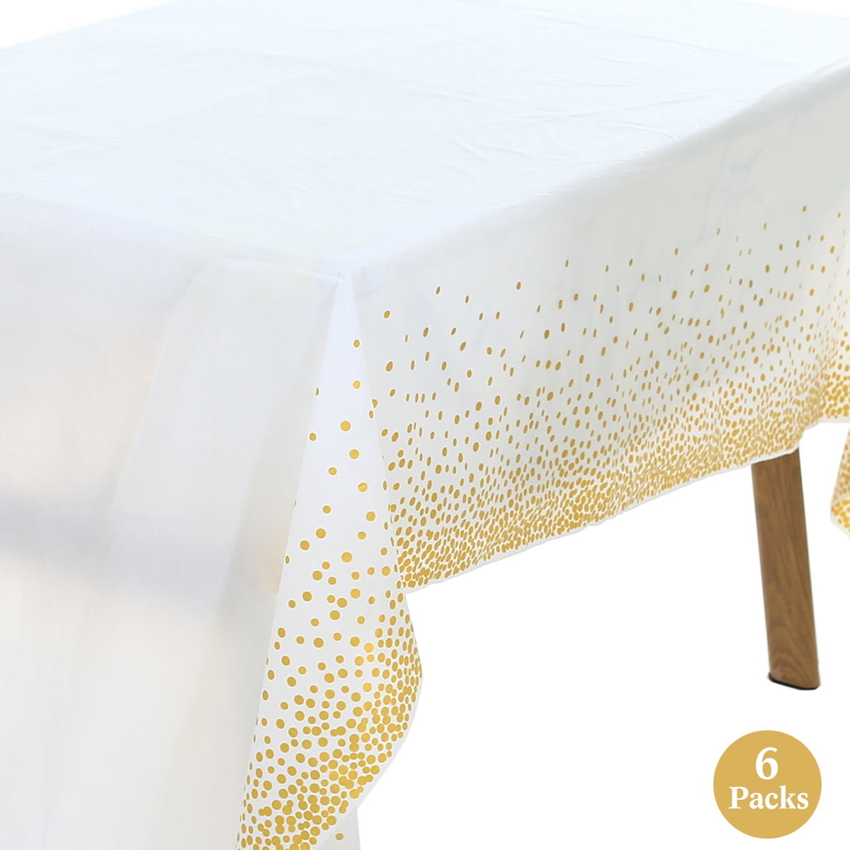 6 Packs White Plastic Tablecloth for Rectangular Tables