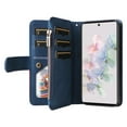 thumbnail image 3 of Multifunctional Case for Google Pixel 7,[RFID Blocking] 9 Credit Cards Holder with Wrist Strap, Premium PU Leather Zipper Wallet Purse Magnetic Flip Phone Cover for Google Pixel 7, Blue, 3 of 12