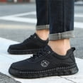 thumbnail image 5 of Mens Casual Leather Shoes Fashion Comfortable Lightweight Breathable Lace Up Loafers Walking Driving Business Working Shoes Black 6.5 US, 5 of 7