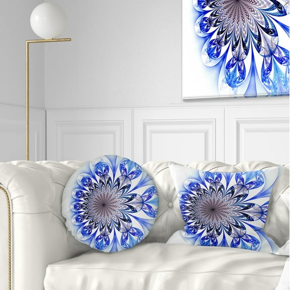 Designart 12" x 20" Blue Polyester Throw Pillow