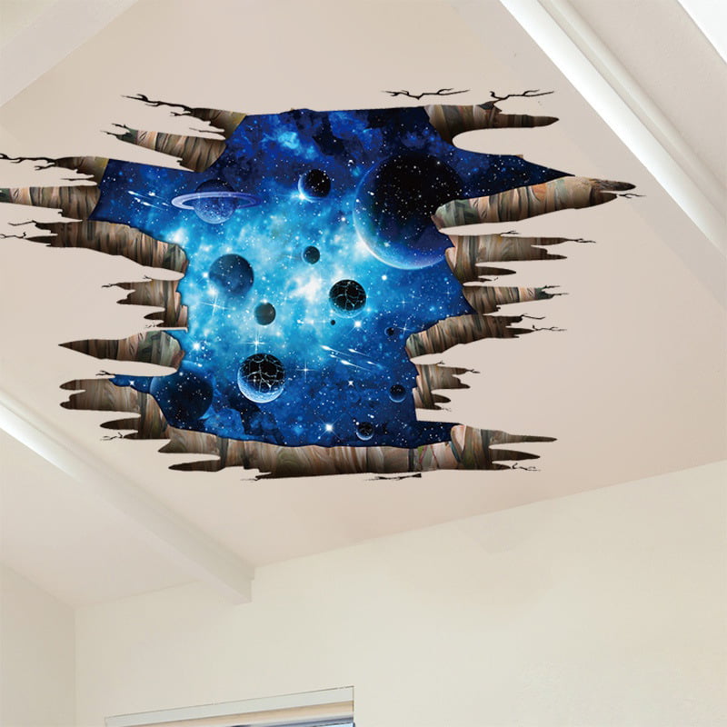 Blue Outer Space 3D Galaxy Removable Mural Home Wall Sticker Decor Decals GIFT 