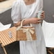 thumbnail image 3 of Bolsos de mano elegantes de ratán tejido con perlas para mujer, bolsos con asa superior a la moda, bolso informal tipo cesta de playa, 3 of 5