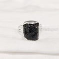 thumbnail image 5 of Natural Black Tourmaline Ring, Rough Tourmaline Ring, October Birthstone, Three Doted Band, 925 Sterling Silver, Womens Ring, Christmas, Thanksgiving, Handmade, Statement Jewelry, Raw Gemstone Jewelry, 5 of 6