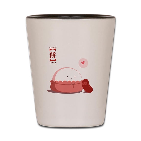 CafePress - Mochi Love - White/Black Shot Glass, Unique and Funny Shot Glass