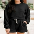 thumbnail image 2 of Women 2 Piece Tracksuits Long Sleeve Sweatshirt and Elastic Shorts, 2 of 9