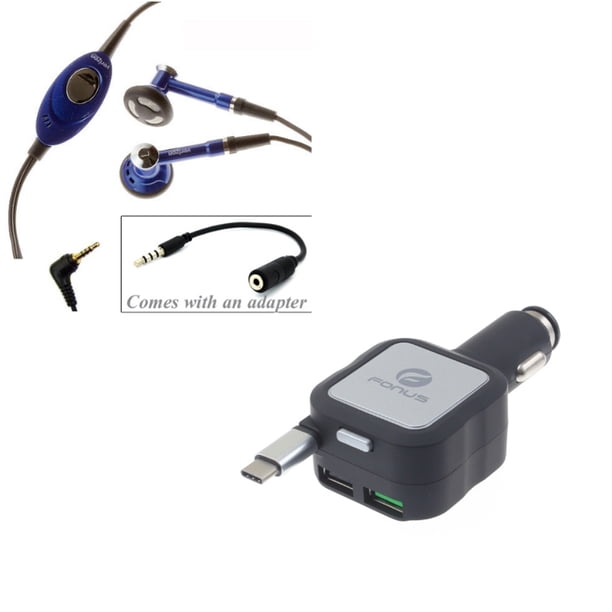 Retractable Car Charger W 2 5mm To 3 5mm Adapter Headset P6e For Blackberry Keyone Key2 Le Blu Vivo 5 Cat S61 S48c Google Pixel Xl 3a Xl Htc 10