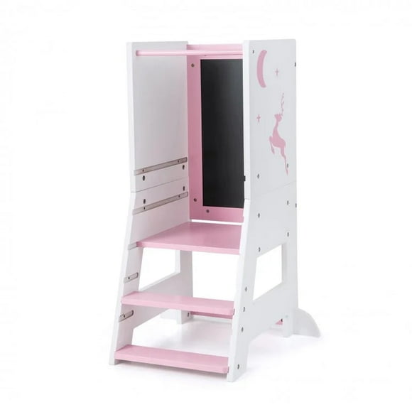 Toddler Kitchen Helper Stool with Chalkboard and Whiteboard Features