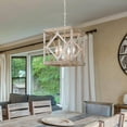 thumbnail image 5 of LNC 4-Light Farmhouse Antique White Wood And Square Shade LED Chandelier, 5 of 12