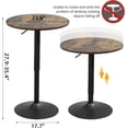 thumbnail image 3 of 23.6inches Round Cocktail Bar Table with Metal Base, Tall Bistro Pub Table, Adjustable 27.9''-35.4'' Counter Bar Height for Kitchen, Living Room, Easy Assembly, Rustic Brown, 3 of 8