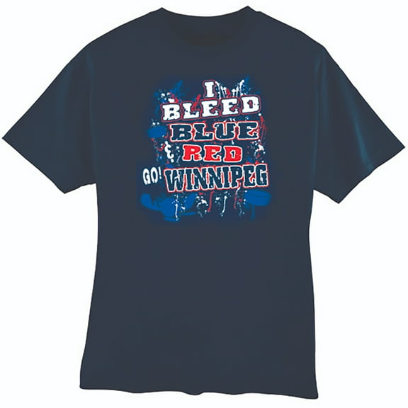 Winnepeg Hockey "I Bleed Blue & Red Go Winnepeg!" T-shirt